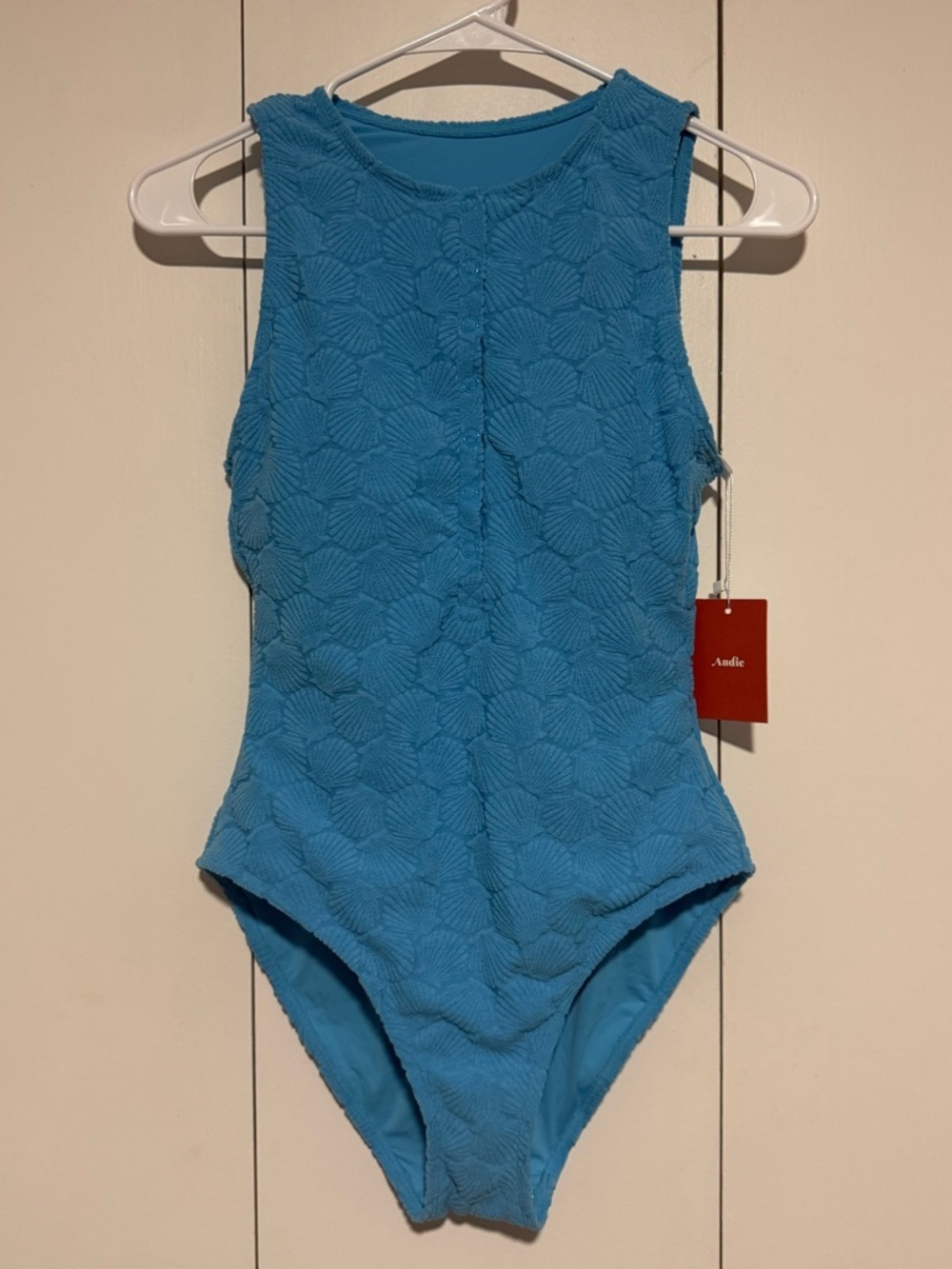 Andie Sky Blue Textured One-Piece Swimsuit - Picture 3 of 6